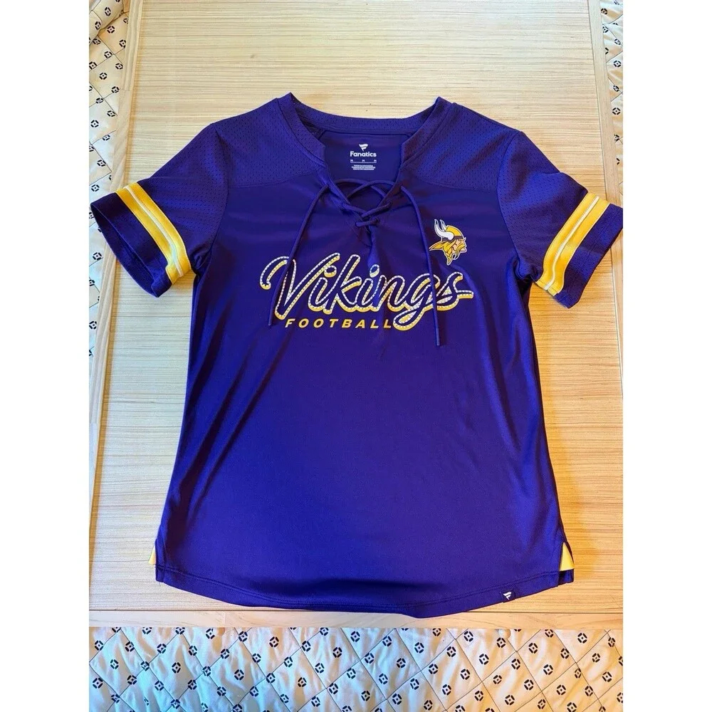 Fanatics Minnesota Vikings Lace Up Jersey Shirt Women’s Medium Purple NFL - Picture 2 of 4